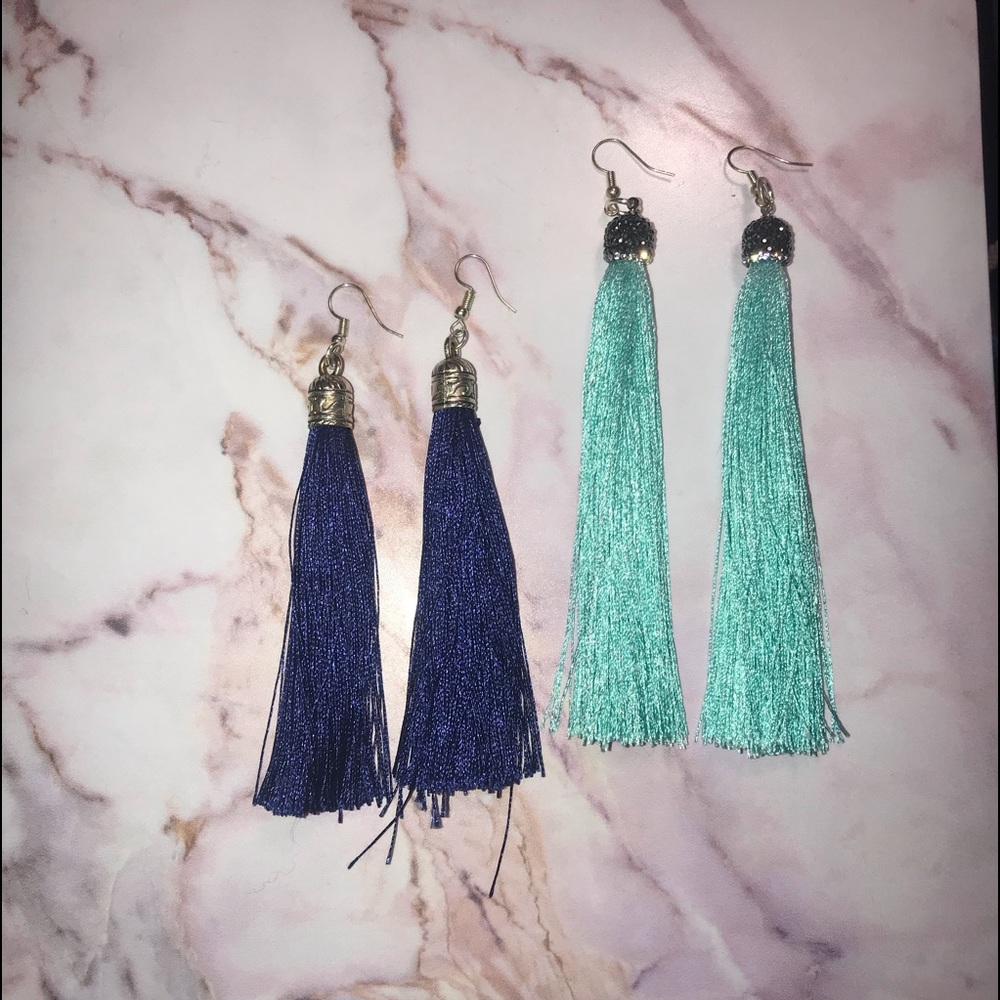 Turquoise and navy blue earrings